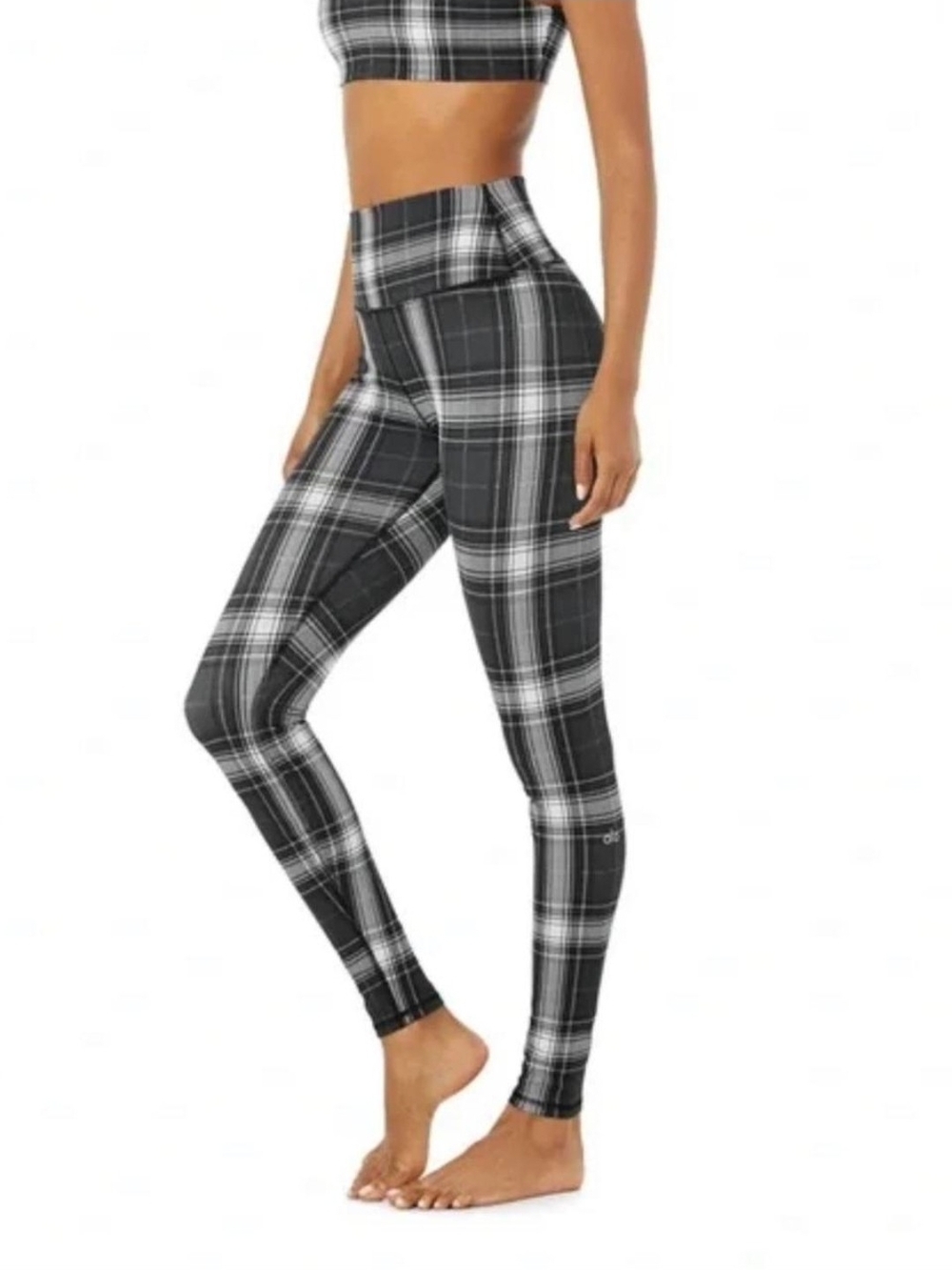 ALO Yoga High-Waist Vapor Legacy Plaid leggings Size M Full Length - Picture 2 of 8